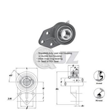 20 mm 3-Bolt Flange Bracket Units Cast Iron UCFB204 Mounted Bearing UC204+FB204