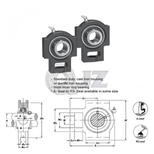 2x 1 1/8 in Take Up Units Cast Iron UCT206-18 Mounted Bearing UC206-18 + T206 #2 image